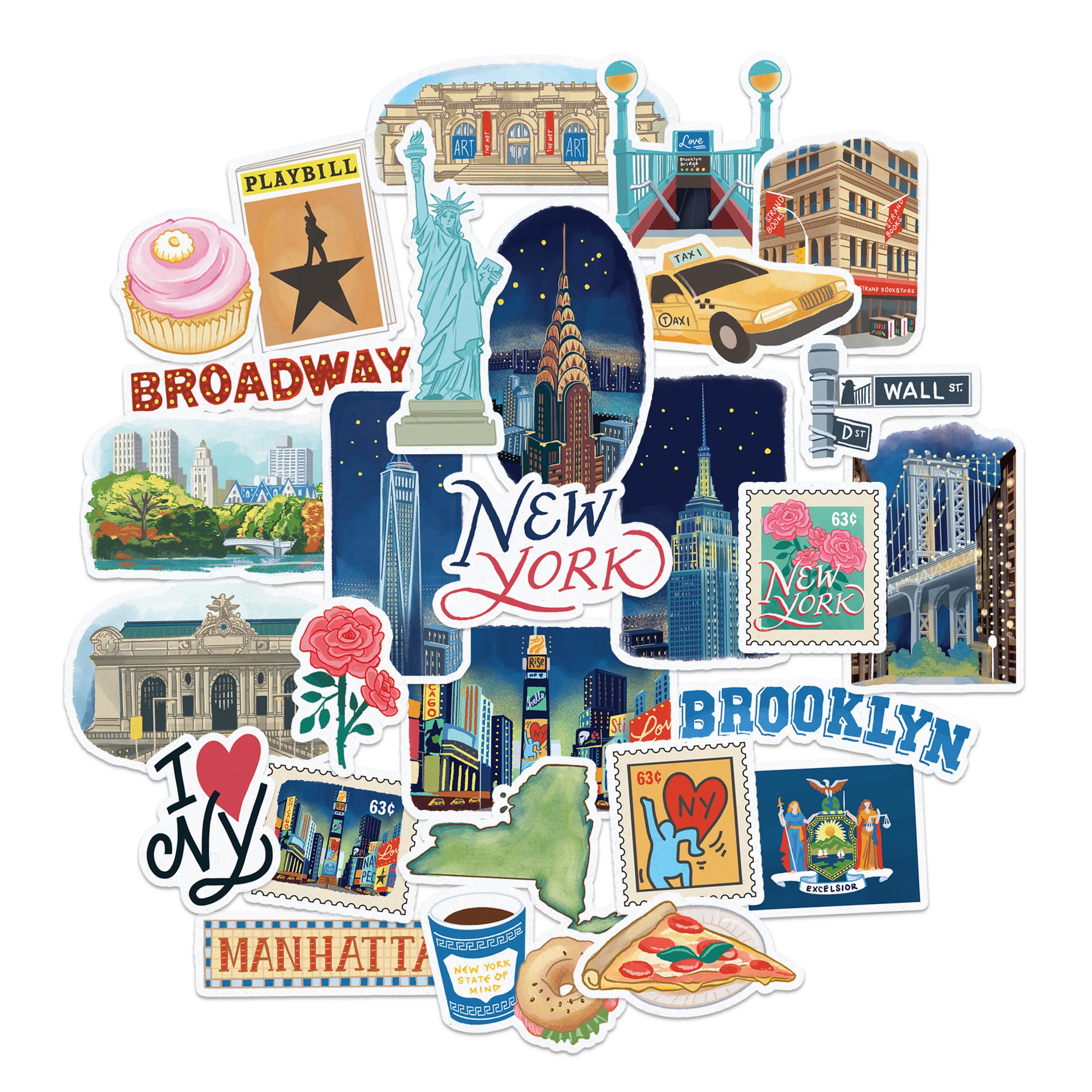 Amazon.com: Navy Peony Iconic New York City Travel Stickers